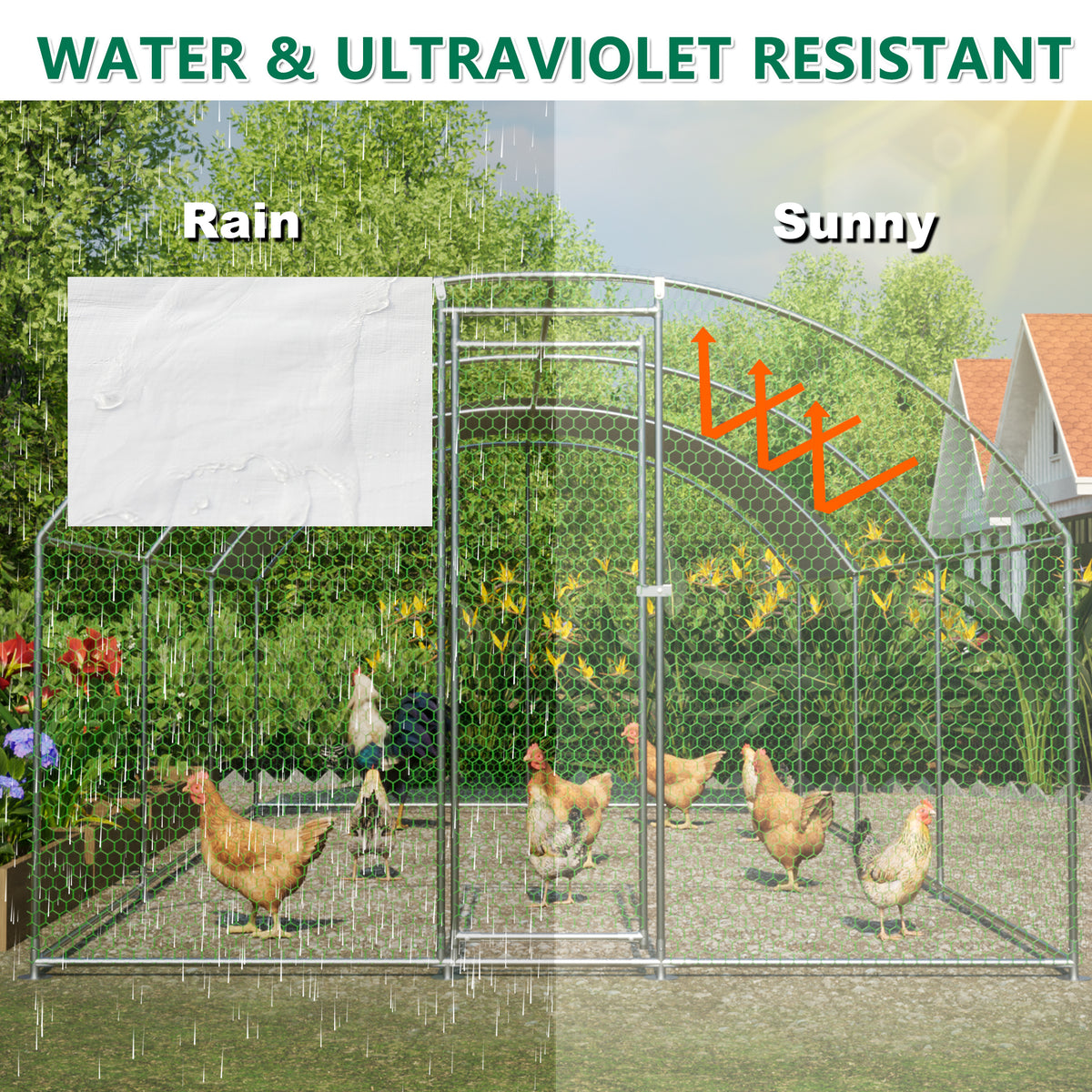 Large dome shaped walk-in fence cage metal chicken coop with waterproof and UV resistant cover, pipe diameter 1 inch - V.I.P Digital Presence
