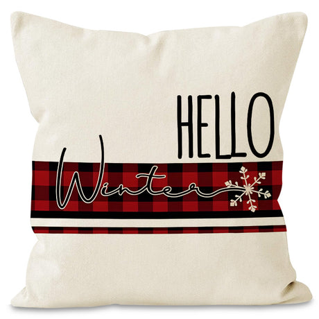 Christmas Pillowcase Linen Red Black Checkered Letter Printed Pillow Cover Holiday Living Room Decoration - V.I.P Digital Presence