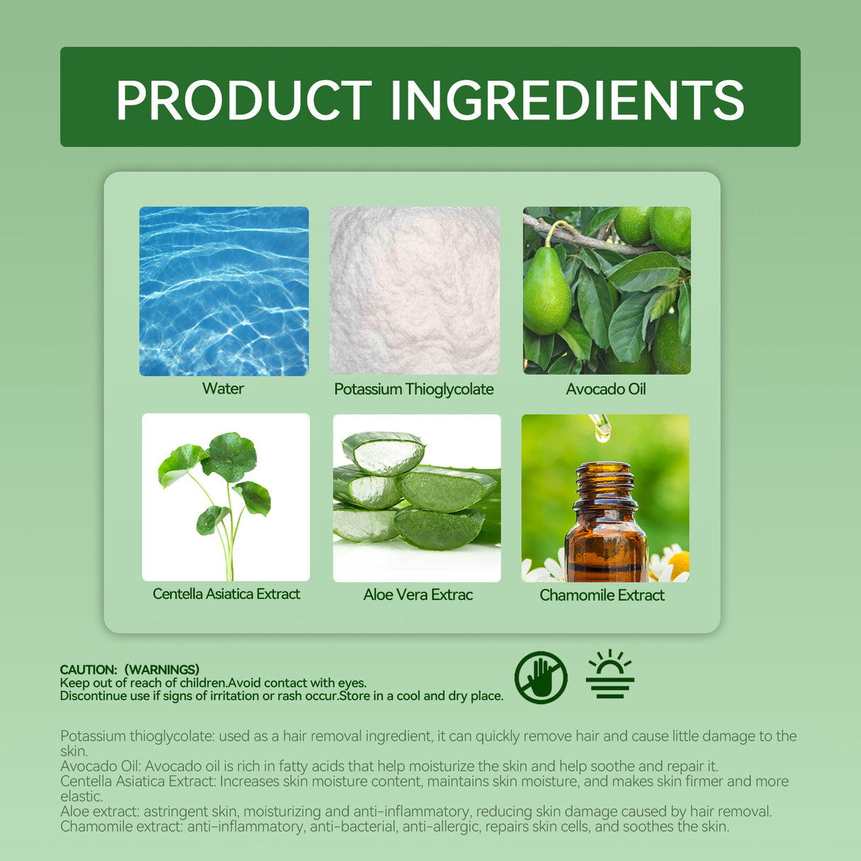 Avocado Hair Removal Cream Armpit Hair Leg Hair Moisturizing Gentle Skin Friendly Non-Irritating Clean Hair Removal Cream