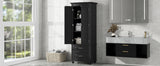 Tall Storage Cabinet with Two Drawers for Bathroom/Office, Black - V.I.P Digital Presence