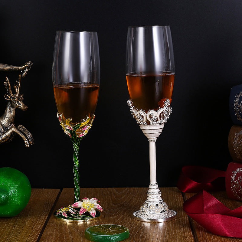 Crystal glass champagne glasses household high footed glasses - V.I.P Digital Presence