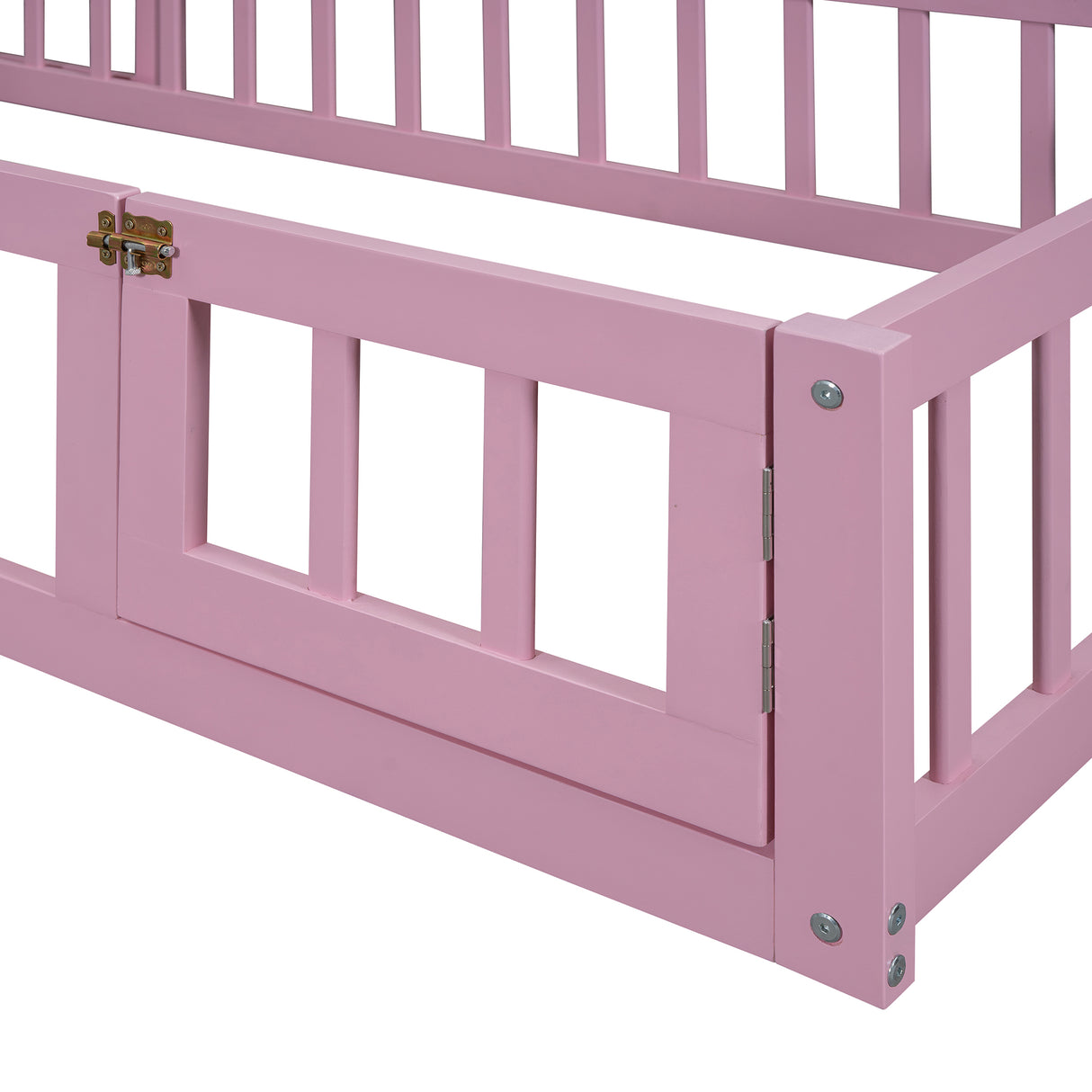 Wooden Twin Size Children's Bed with Detachable Headboard and Integrated Clothes Drying Rack, Pink - V.I.P Digital Presence