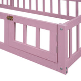 Wooden Twin Size Children's Bed with Detachable Headboard and Integrated Clothes Drying Rack, Pink - V.I.P Digital Presence