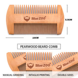 Pear Wood Double-Sided Beard Comb BlueZoo Beard Portable Comb Care And Care Antistatic - V.I.P Digital Presence