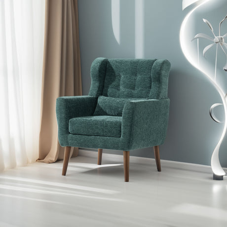 Modern Accent Chair Upholstered Foam Filled Living Room Chairs Comfy Reading Chair Mid Century Modern Chair  (Blackish Green) - V.I.P Digital Presence