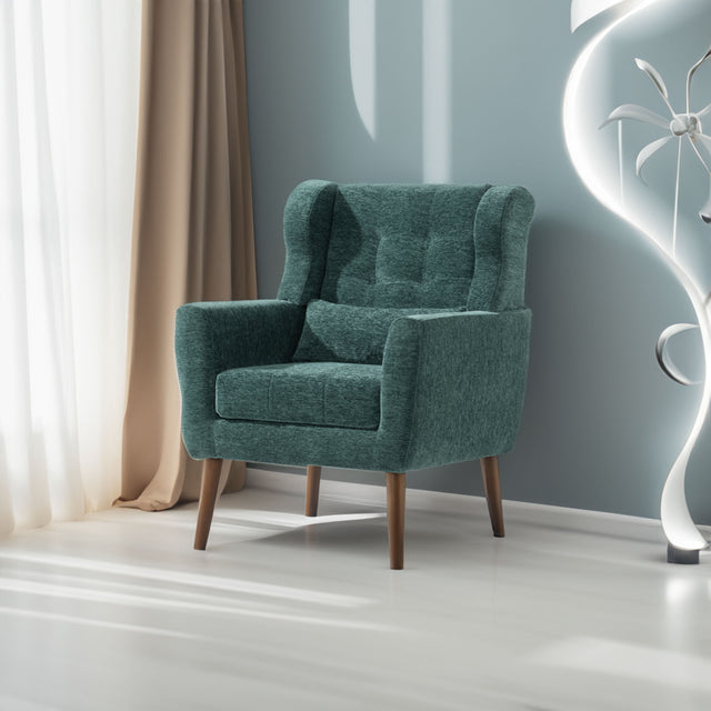 Modern Accent Chair Upholstered Foam Filled Living Room Chairs Comfy Reading Chair Mid Century Modern Chair  (Blackish Green) - V.I.P Digital Presence