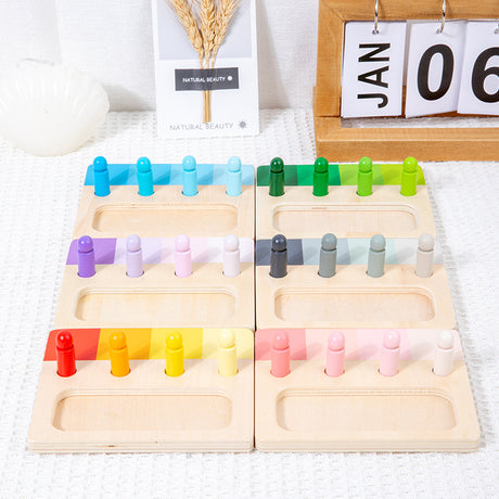Colorful sensory integration wooden insert board, hands-on and brainpower color discrimination teaching aids, children's wooden toys - V.I.P Digital Presence