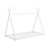 Metal Twin Size House Platform Bed with Triangle Structure  White