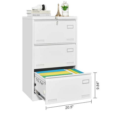 Filing Cabinet Lateral File Cabinet 3 Drawer White Filing Cabinets with Lock - V.I.P Digital Presence