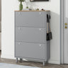 ON-TRANS narrow design shoe cabinet with 3 flip drawers and 3 independent shoe racks with 3 hooks, gray - V.I.P Digital Presence