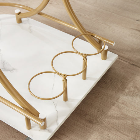 Double decker bar cart, mobile bar service cart, kitchen industrial style wine cart, beverage cart with wine rack and glass rack - V.I.P Digital Presence