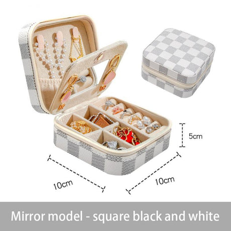 Portable Leather Jewelry Box Candy Color Travel Storage Upgrade With Mirror Earrings Rings Display Organizer Mother's Day Gift - V.I.P Digital Presence