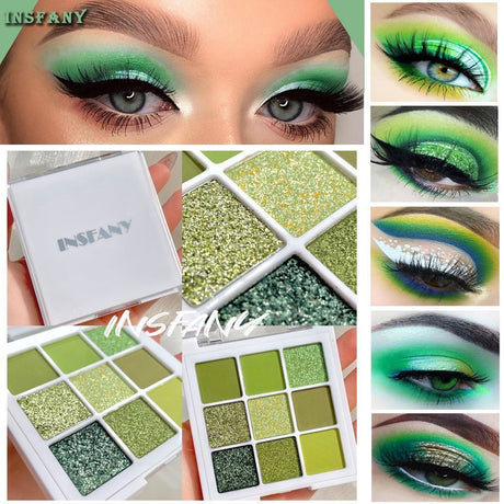 INSFANY eye shadow avocado jam green eye shadow nine-square eye shadow palette brightens the eyes - V.I.P Digital Presence