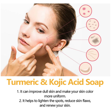 Turmeric & Kojic Acid Soap, Gently Clean Face Fade Spots Brighten Skin Tone Moisturize And Moisturize Even Skin Tone - V.I.P Digital Presence