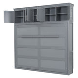Full Size Murphy Bed Wall Bed with Top Cabinets,Gray - V.I.P Digital Presence