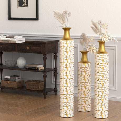 Floor standing golden large vase -32/28/24 inches decorative high vase set of 3 vintage antique worn-out vases - V.I.P Digital Presence