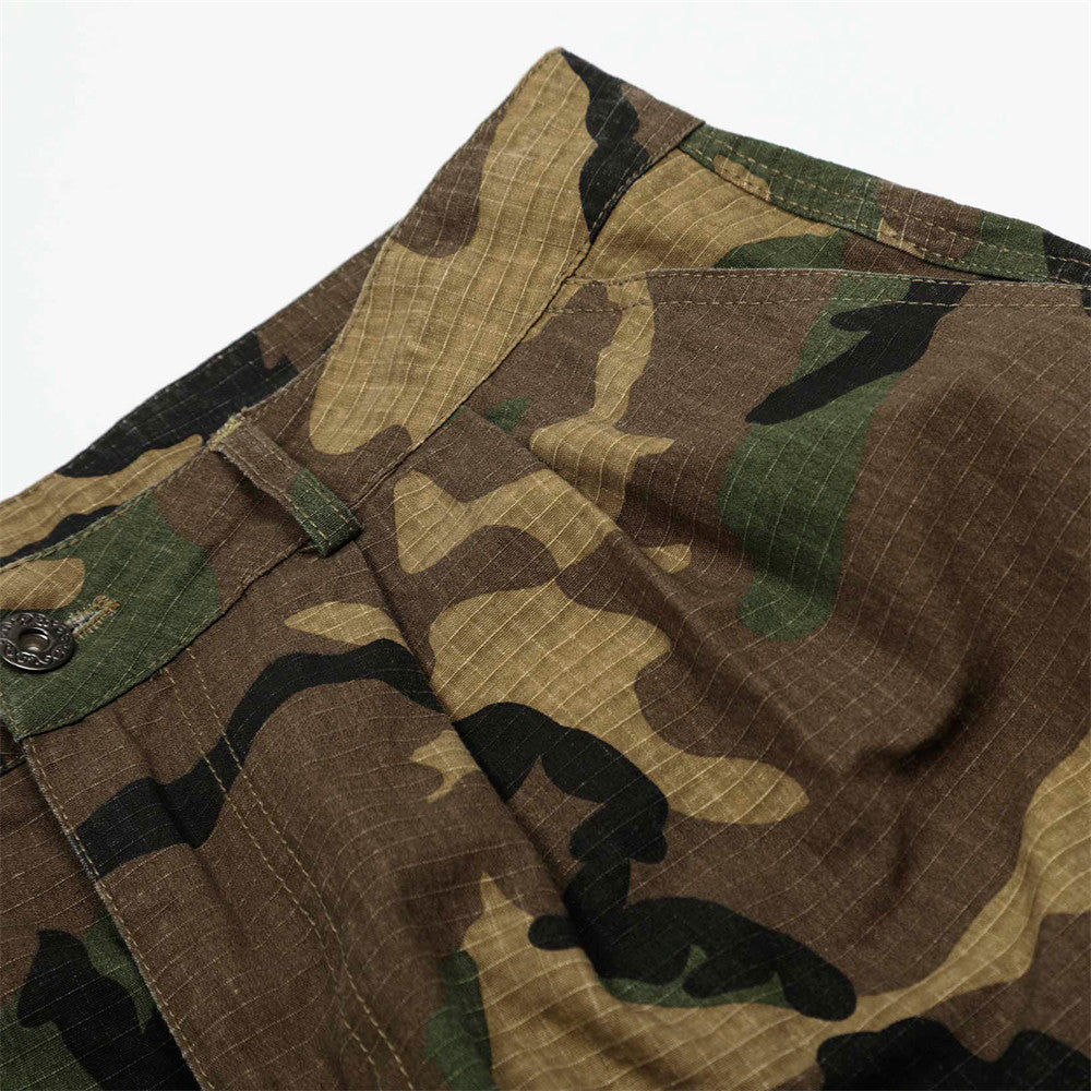 Loose Wide-Leg Camouflage Three-Quarter Pants Men's Summer Work Shorts Pleated Design with Large Pockets - V.I.P Digital Presence