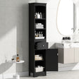 Tall Bathroom Cabinet, Freestanding Storage Cabinet with Drawer, MDF Board, Adjustable Shelf, Black - V.I.P Digital Presence