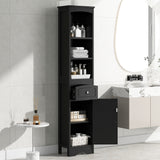 Tall Bathroom Cabinet, Freestanding Storage Cabinet with Drawer, MDF Board, Adjustable Shelf, Black - V.I.P Digital Presence
