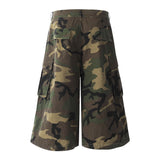 Loose Wide-Leg Camouflage Three-Quarter Pants Men's Summer Work Shorts Pleated Design with Large Pockets - V.I.P Digital Presence