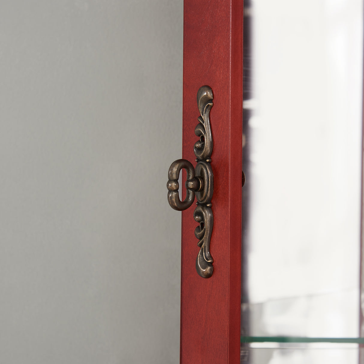 Corner Curio cabinet with illuminated glass display stand and tempered glass door, with adjustable bracket and light bulb - V.I.P Digital Presence