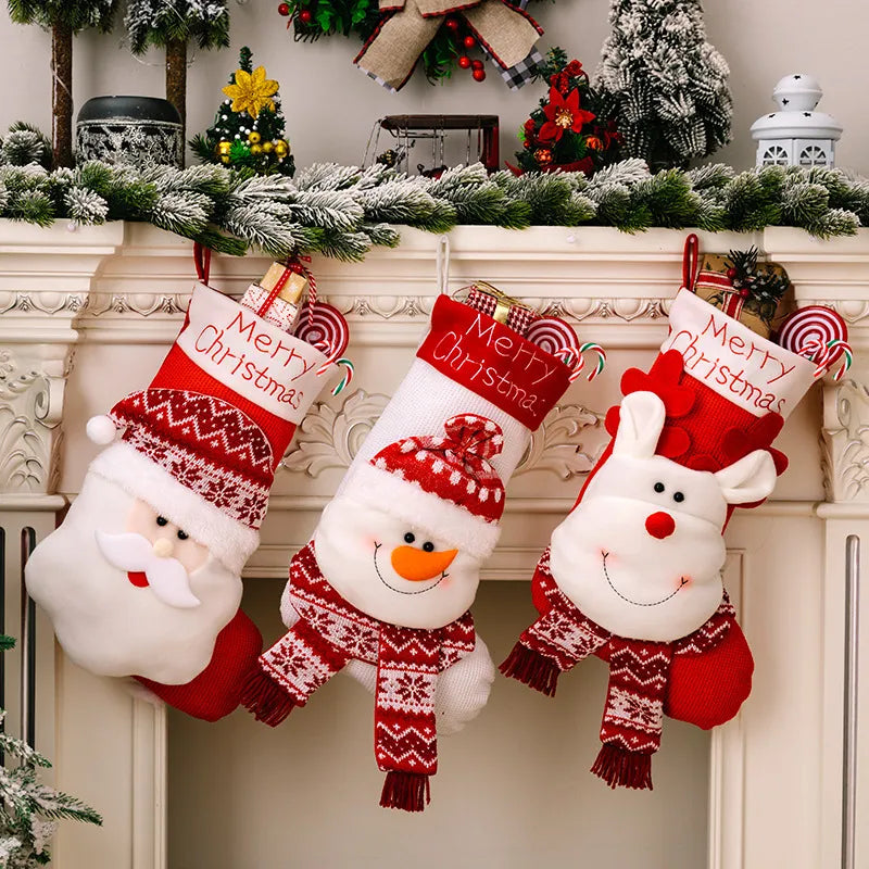 Christmas Decorative Socks 3D Elderly Elk Knitted Socks Children's Gift Bag Red Christmas Socks - V.I.P Digital Presence