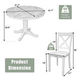 Orisfur 5 Pieces Dining Table and Chairs Set for 4 Persons Kitchen Room Solid Wood Table with 4 Chairs MDF + White + Solid Wood