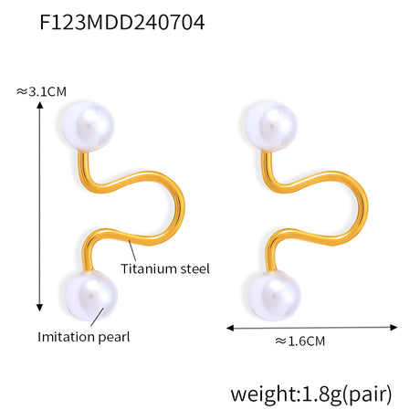 titanium steel Imitation Pearl Cuff Earrings - V.I.P Digital Presence