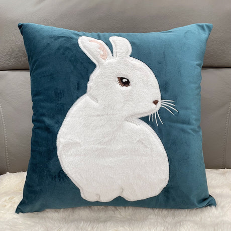 Soft Rabbit Pillow Cover Sofa Cushion Velvet Embroidered Pillow Girl's Heart Pink Cartoon Pillow Cover Cute - V.I.P Digital Presence