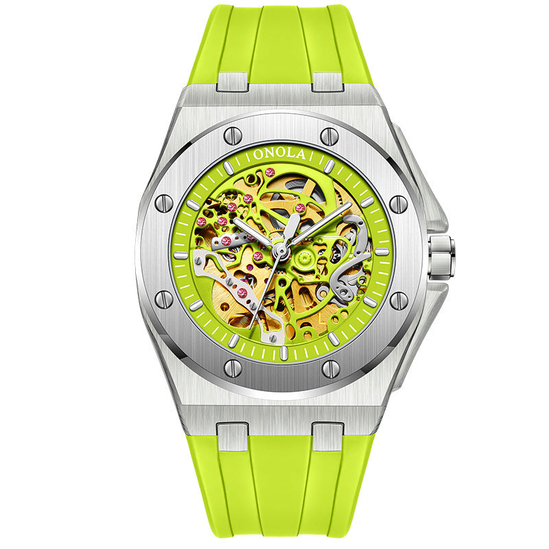 Fully automatic mechanical watch for men fashionable multi-color silicone tape waterproof watch - V.I.P Digital Presence