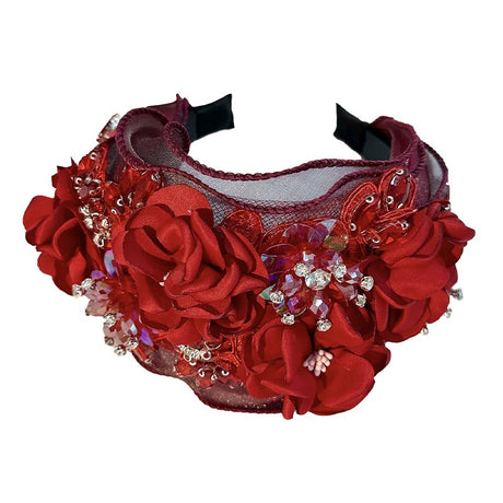 Fabric Flower Heavy Industry Wide Edge Crystal Headband Headband - V.I.P Digital Presence