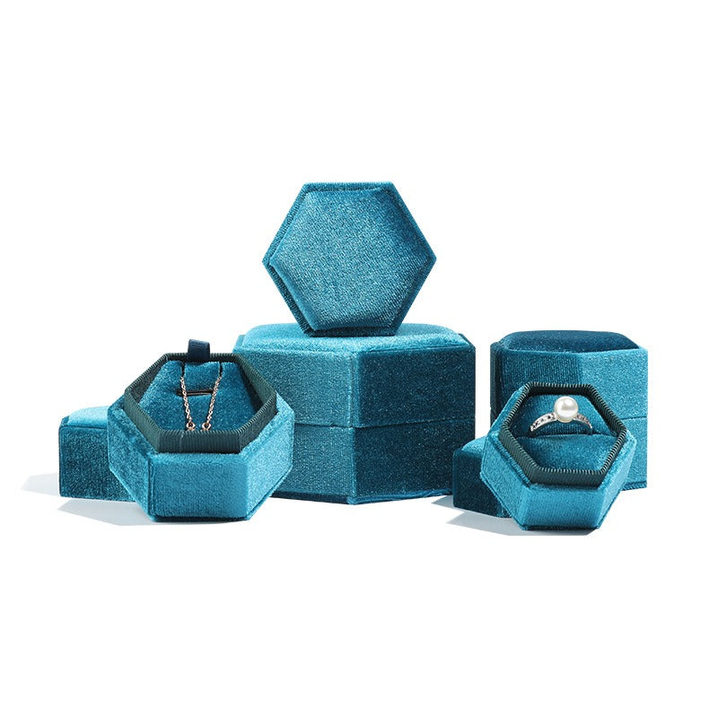 Hexagonal jewelry box, high-end Korean velvet ring earring box, jewelry box, jewelry packaging box - V.I.P Digital Presence
