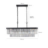 Chandeliers,Rectangular Crystal Chandelier Adjustable,E12 Modern Industrial Crystal Lights (Bulb Not Included) - V.I.P Digital Presence