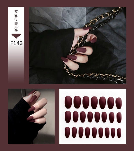 Nail Art Fake Nails Stiletto Tips Clear Press on Long False with Glue Coffin Stick Display Full Cover Artificial Designs Matte - V.I.P Digital Presence