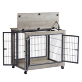 Furniture Dog Cage Crate with Double Doors on Casters. Grey, 31.50'' W x 22.05'' D x 24.8'' H. - V.I.P Digital Presence