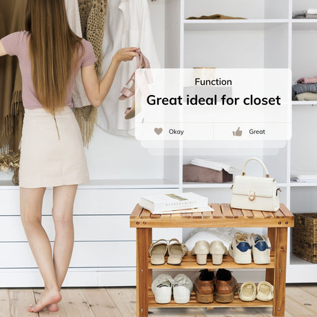Acacia Wood Shoe Rack Bench Strong Weight Bearing Upto 200 LBS Best Ideas For Entryway Frontdoor Bathroom, Natural Color. - V.I.P Digital Presence