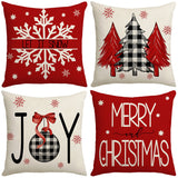 Grid Christmas linen pillowcase, Christmas tree snowflake home decoration pillowcase, sofa cushion pillowcase - V.I.P Digital Presence