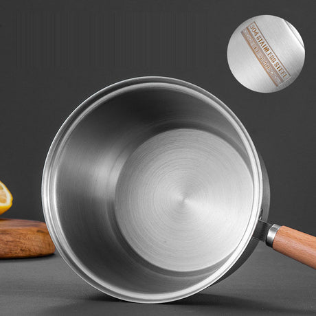304 stainless steel milk pot, instant noodle pot, household wooden handle dormitory small soup pot, milk heating baby food pot - V.I.P Digital Presence
