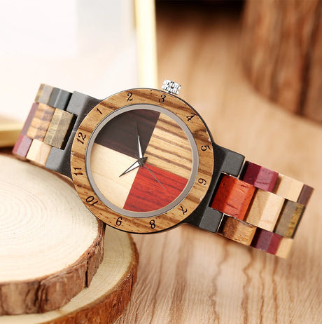 Vintage Wood Pattern Dial Quartz Watch for Men Women Colorful Wooden Bangle Watch Band Stylish Natural Wooden Couple Wristwatch - V.I.P Digital Presence