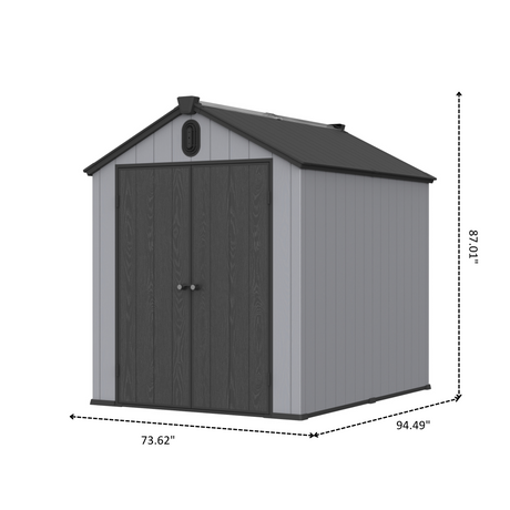 XWT012 6*8ft plastic storage shed for backyard garden big spire Tool storage - V.I.P Digital Presence