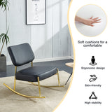 PU material cushioned rocking chair unique rocking chair cushioned seat black backrest rocking chair and gold metal legs