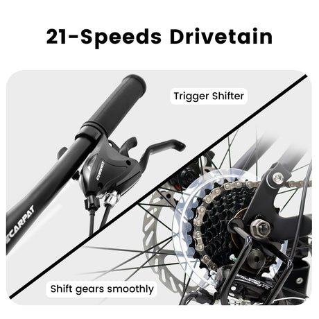 A2660 Ecarpat Mountain Bike 26 inch wheels, carbon steel frame disc brake thumb shift front fork rear shock absorber bike - V.I.P Digital Presence