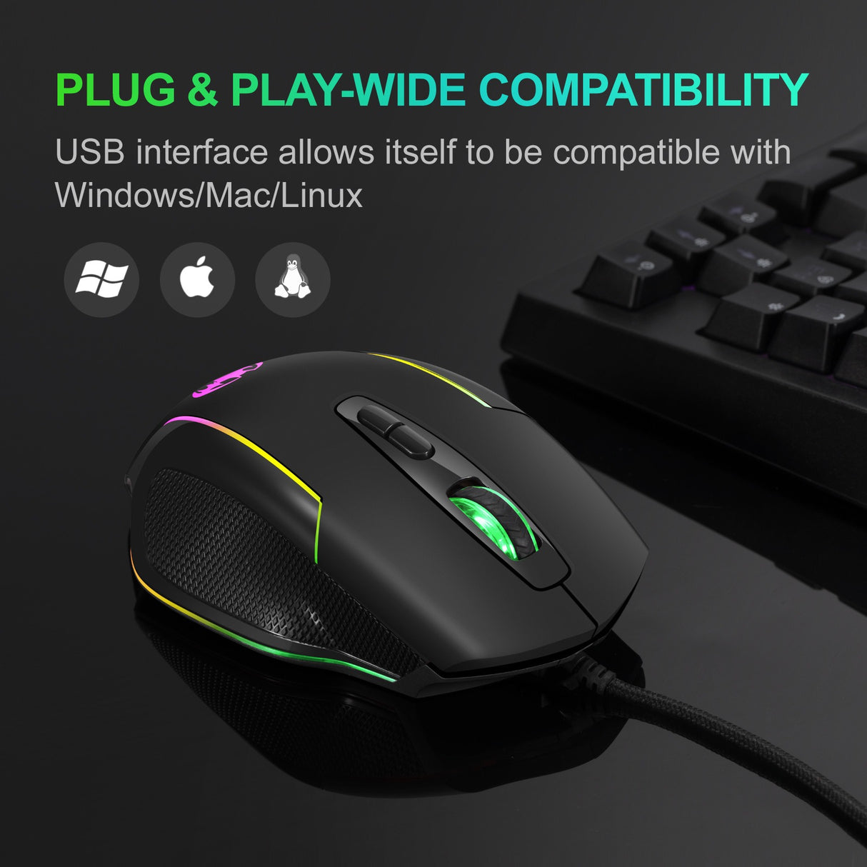 Wired optical gaming mouse with seven key macro light emitting breathing light - V.I.P Digital Presence