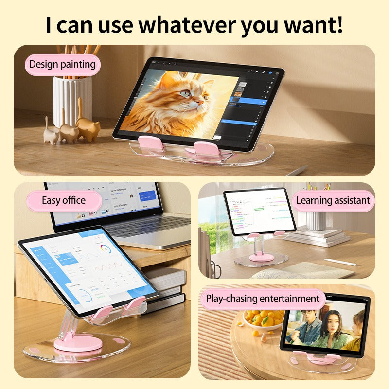360 degree rotating acrylic tablet stand foldable portable pad stand phone stand desktop - V.I.P Digital Presence