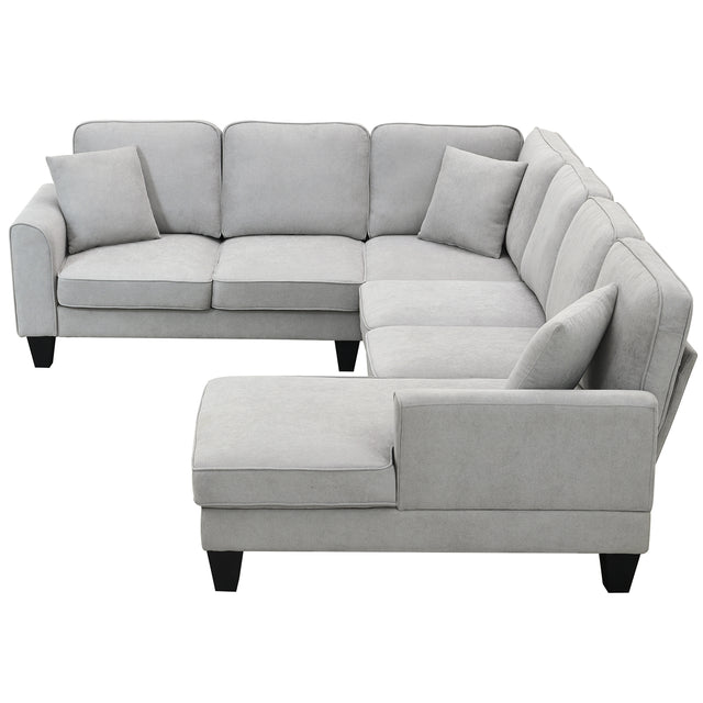[VIDEO provided] [New] 108*85.5" Modern U Shape Sectional Sofa 7 Seat Fabric Sectional Sofa Set - V.I.P Digital Presence