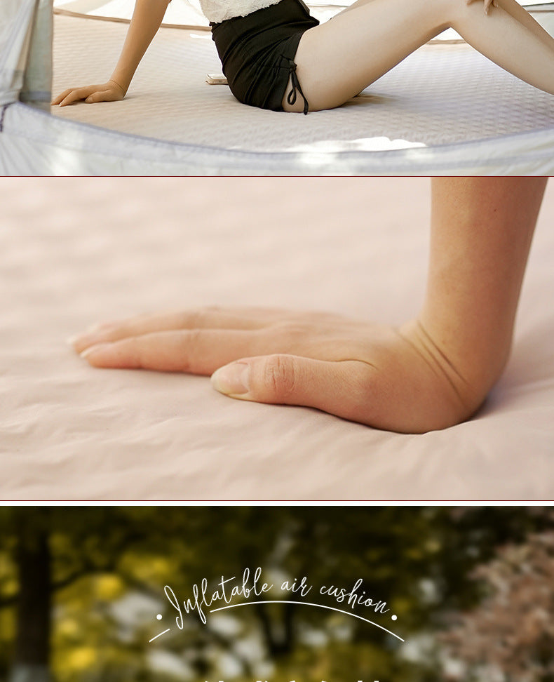 Colchón de aire autoinflable con diseño de camuflaje, ideal para camping y almohada. 