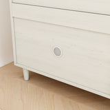 Natural Bohemian style shoe cabinet with 3 rattan flip drawers, 3 square shelves, and 1 storage drawer, white - V.I.P Digital Presence