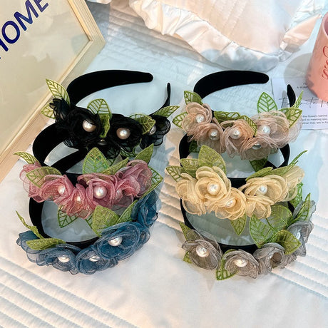 Fashionable fabric flower pearl flower headband - V.I.P Digital Presence