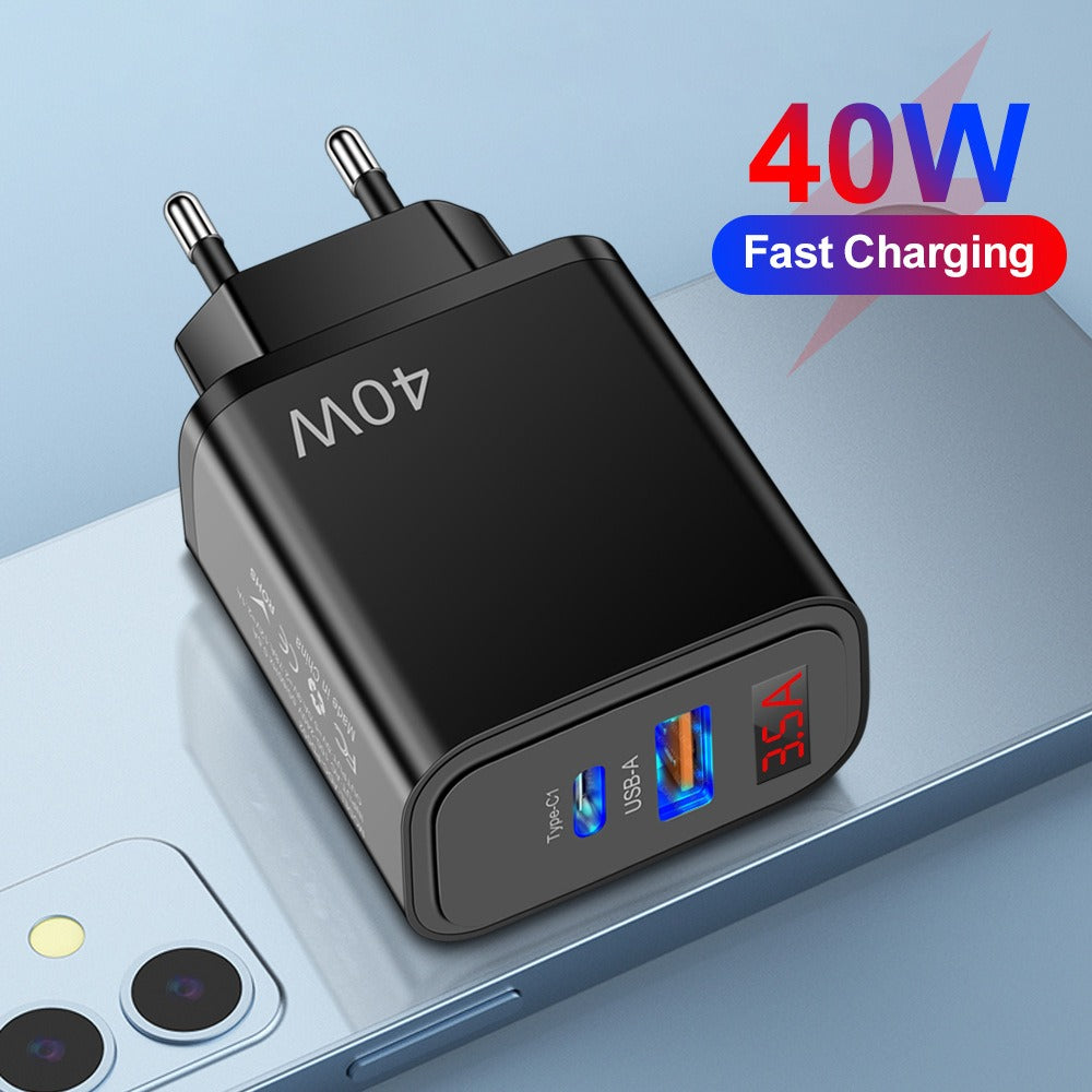 Digital display mobile phone charger PD+USB fast charging mobile phone charging head - V.I.P Digital Presence