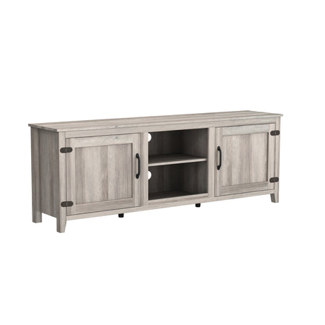 TV Stand Storage Media Console Entertainment Center With Two Doors, Grey Walnut - V.I.P Digital Presence